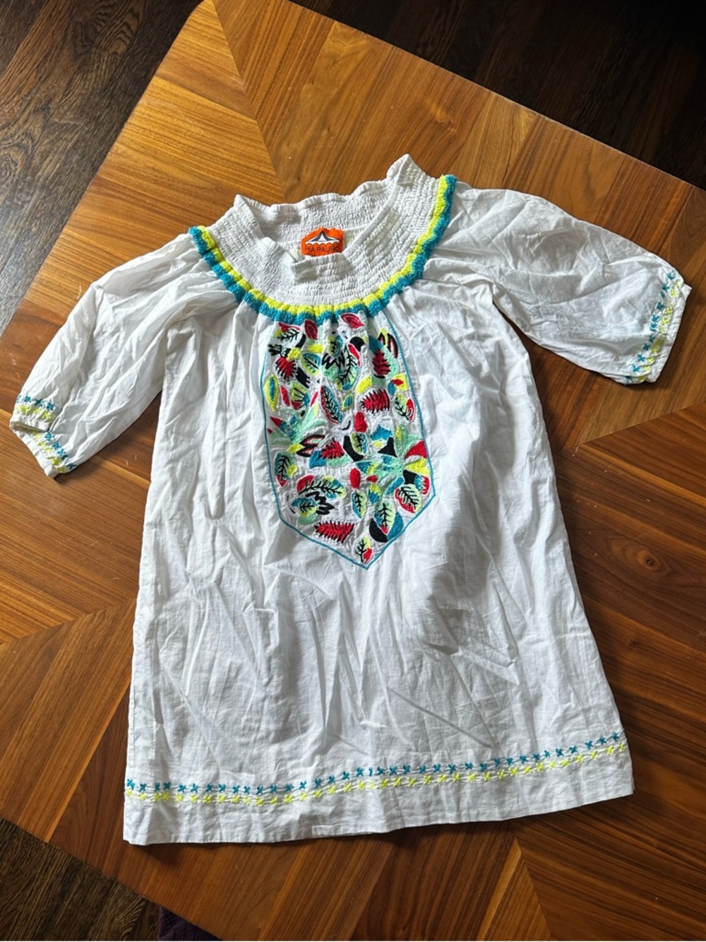 Pia Pauro Boho Embroidered Tunic Top  or Mini Dress Medium